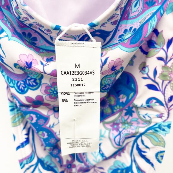 Cupshe Women's Blue Purple Paisley V-Neck Cheeky Monokini Swimsuit Size Medium - Picture 6 of 7